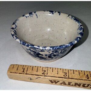 Conner Prairie Pottery Blue Spongeware 4" Bowl Trinket Farm Country Decor Specks